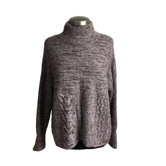 Simply Vera Vera Wang Cable Knit Funnel Sweater  Demitasse  Size XL - Picture 2 of 8